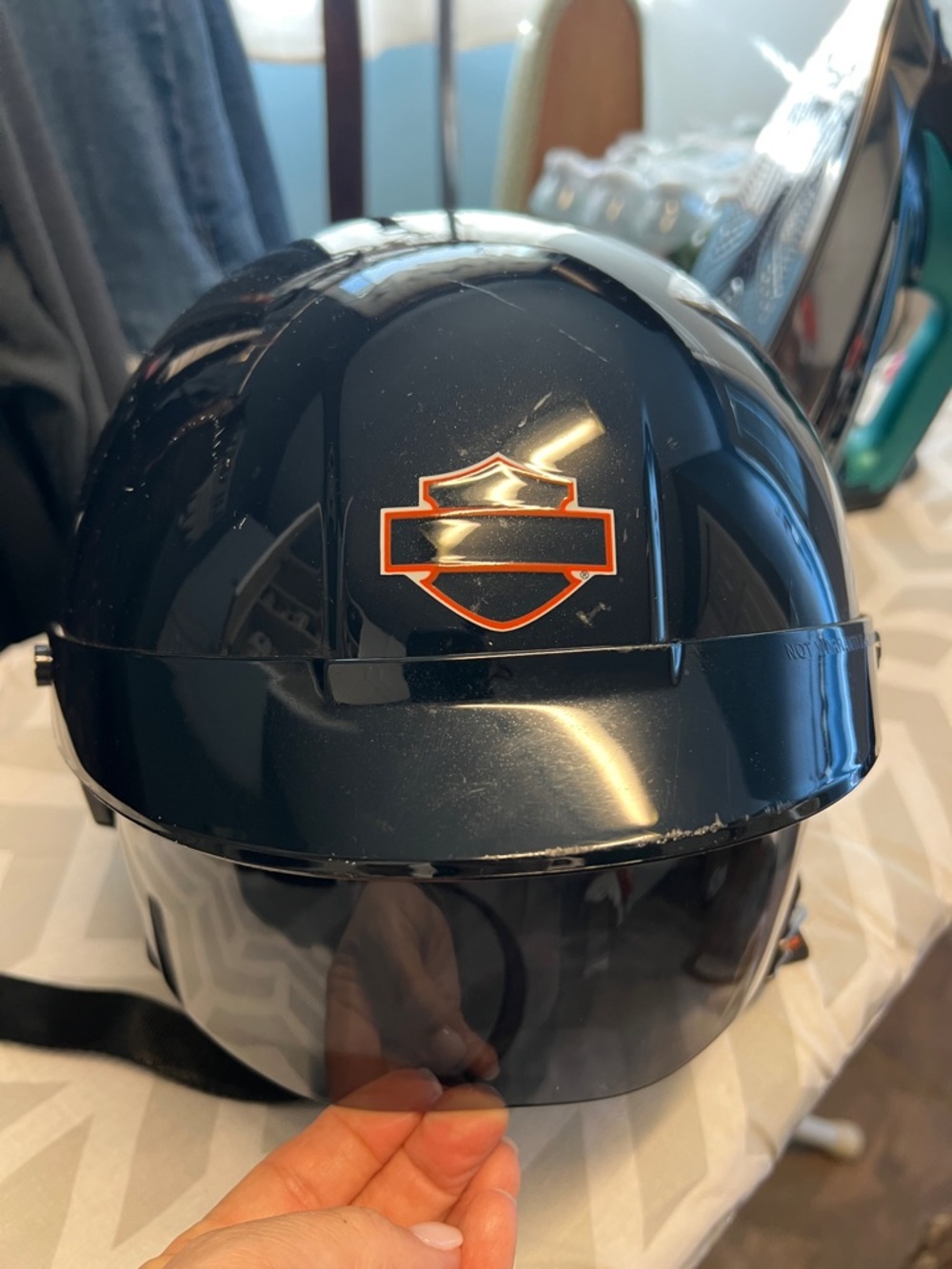 Harley-Davidson Black Helmet with Orange Shield Logo